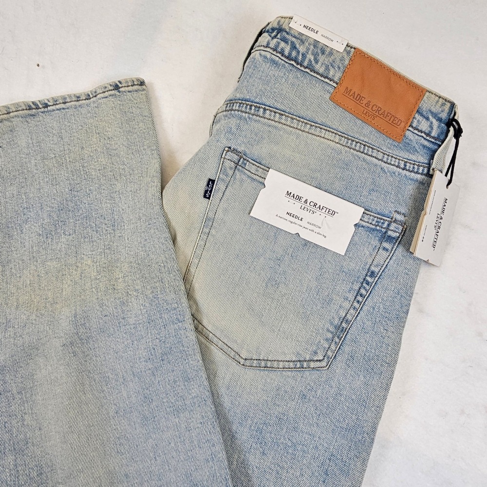 Levis Made & Crafted Needle Narrow Slim Jeans Light Wash Made in Italy 34x32